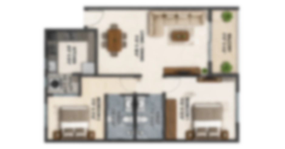 Balaji Bellagio 2 BHK Floor Plan